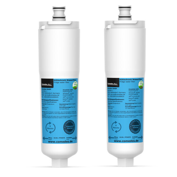 2er Set Comedes Wasserfilter passend für Bosch und Whirlpool Kühlschränke